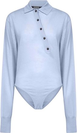 Jacquemus Tops, Dames, Blauw, S, Wol, Blauwe Wol Polo Sweater