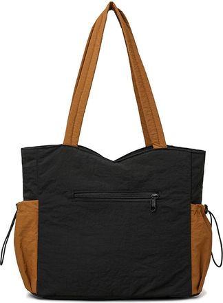 Generic ETOYA Simple Tote Bag Contrast Color Casual Crossbody Bag Nylon Satchel Bag (Brown)