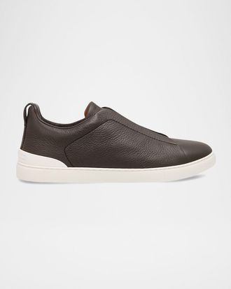 Ermenegildo Zegna Men & apos;s Triple Stitch Deerskin Leather Sneakers
