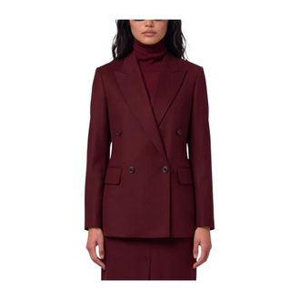 Max Mara Scenico Double-Breasted Blazer - Dames - Jassen - Rood - Maat: M Wol