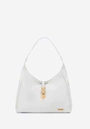 Wittchen Dames handtas met decoratieve gesp groot wit eco-leer