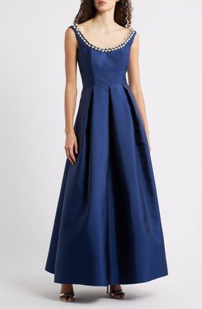 Eliza J Embellished Scoop Neck Ballgown in Navy at Nordstrom, Size 14