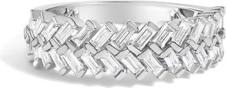 House of Brilliance 14K White Gold 7/8 Cttw Lab Grown Baguette Weave Design Band Ring