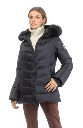 Gorski Apres-Ski Mid Jacket With Detachable Genuine Shearling Hood Trim in Black/black at Nordstrom, Size X-Large