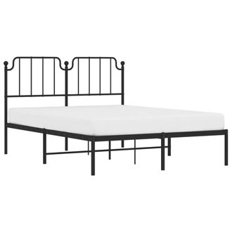 Berkfield Home Metal Bed Frame with Headboard Black 140x190 cm
