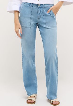 Angels Relax-fit-Jeans ANGELS LIZ WORKER, Damen, Gr. 34, L&auml;nge 32, bleached blau used, Denim/Jeans, Obermaterial: 91% Baumwolle, 6% Polyester, 3% Elasthan, r