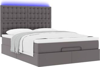 vidaXL Estructura Cama Otomana Colch&oacute;n Gris 140x190cm Cuero Sint&eacute;tico Vidaxl