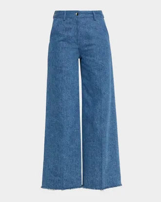 Michael Kors Cropped Wide-Leg Denim Jeans