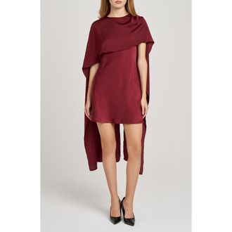 Wayf x Sara Walker Elle Capelet Satin Minidress in Merlot at Nordstrom Rack, Size X-Small