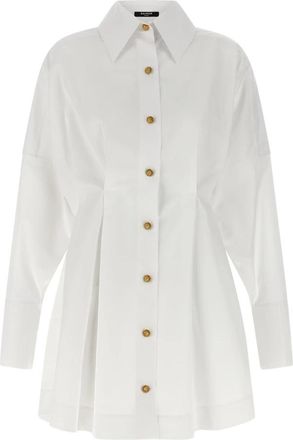 Balmain Poplin Overhemdjurk - Dames - Shirt Kleedjes - Wit - XS - Katoen - Kleedjes