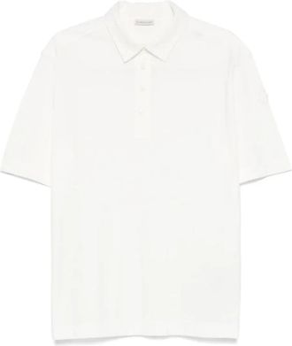 Moncler Logo Patch Polo Shirt - Heren - Polos - Wit - M - Katoen - Tops
