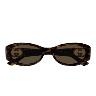 Gucci Sunglasses, unisex, Brown, Size: 54 MM Almond-frame Sunglasses