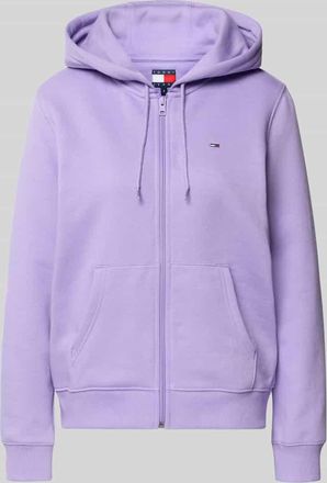 Tommy Jeans Regular Fit Sweatjacke aus Baumwoll-Mix in Flieder, Gr&ouml;&szlig;e L