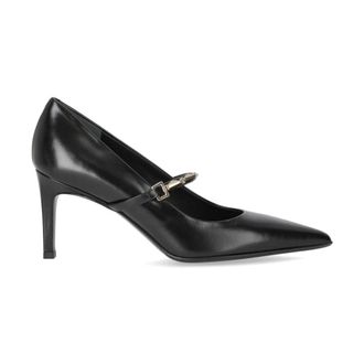 Sergio Levantesi Pumps, female, Black, Size: 7 1/2 US Black Leather Griselda Pumps with Gold Detail