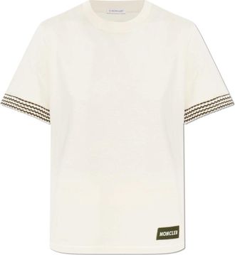 Moncler Logo T-shirt - Dames - T-shirts - Beige - S - Katoen - Tops