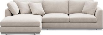 Castlery Hamilton Chaise Sectional Sofa Left Facing Customized, Performance Linen Weave, Light Grey, Spill Resistant, Removable Covers for Sofas, Castlery