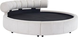 Vente-Unique Cama redonda 220 x 220 cm - Tela de rizo - Blanco - ROGILA