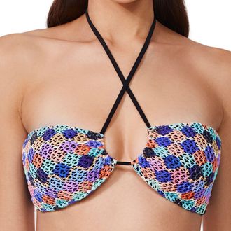 Gottex Retro Riviera Bandeau Halter Netted Crochet Bikini Top