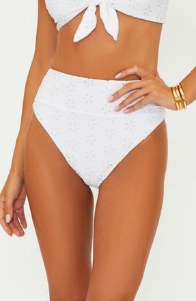 Beach Riot Hazel High Waist Bikini Bottoms in White Magnolia Eyelet at Nordstrom Rack, Size Medium