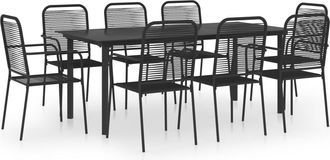 vidaXL Set De Comedor De Jard&iacute;n 9 Piezas Vidrio Y Acero Negro Vidaxl