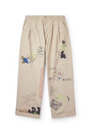 KAPITAL Ivy Wide-Leg Pleated Printed Cotton-Corduroy Trousers