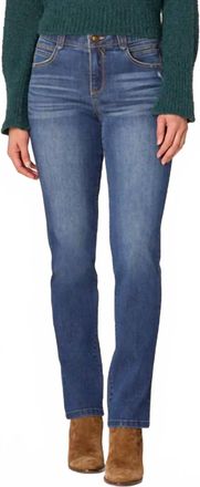 Democracy Ab Solution Mid Rise Straight Leg Jeans With Angled Dart Seams In Blue
