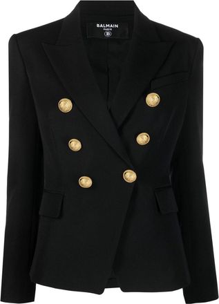 Balmain double-breasted fitted jacket - women - Cotton/Viscose/Wool - 42 - Black