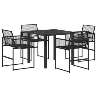 vidaXL Conjunto De Comedor De Jard&iacute;n 5 Pcs Negro Rat&aacute;n Sint&eacute;tico Vidaxl