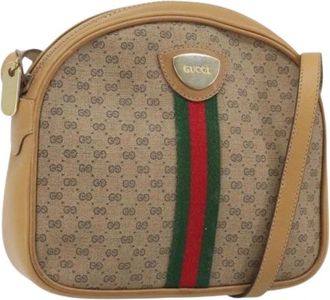 Gucci Pre-owned Vintage Micro Kleine GG Canvas Schoudertas - Dames - Vintage Schoudertas - Beige - ONE Size - Leer - Vintage