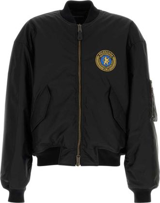 Balenciaga Black Logo Patch Bomber Jacket