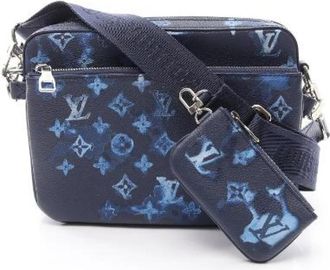 Louis Vuitton Pre-owned Trio Messenger Monogram Watercolor Shoulder Bag - Heren - Vintage Schoudertas - Blauw - ONE Size - Leer - Vintage
