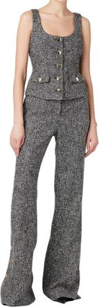 Toccin Gracie Embellished Tweed Pants In Charcoal Grey