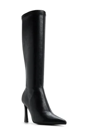 Aldo Jullieta Pointed Toe Knee High Boot in Black at Nordstrom, Size 7.5