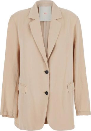Jucca Single-breasted Notch Lapel Jacket - Dames - Blazers - Beige - M - Leer - Jassen
