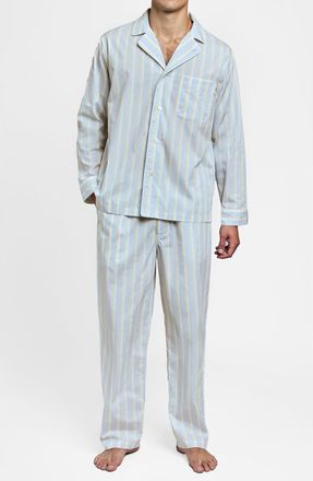 Sleepy Jones Lowell Pajama Set in Blue & Cream Double Stripe at Nordstrom, Size Xx-Large