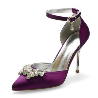 Miyoopark Wedding Shoes for Bride Ankle Strap Evening Pumps for Women M526 Purple UK 6.5