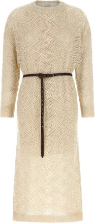 Brunello Cucinelli Beige Polyamide Midi Womens Dress