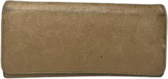 Loewe Pre-owned Leren Portemonnee - Dames - Vintage Accessoires - Beige - ONE Size - Leer - Vintage