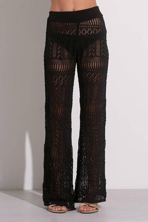 Elan Crochet Wide Leg Pants In Black