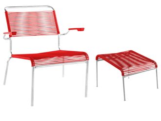 Schubiger M&ouml;bel Spaghetti-Lounger + Hocker S&auml;ntis mit Armlehnen