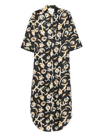 Nanushka floral-print silk maxi dress - women - Silk - L - Black