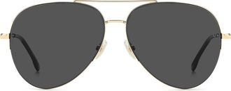 Victoria Beckham Pilot 62mm Aviator Sunglasses in Gold Black/Grey at Nordstrom