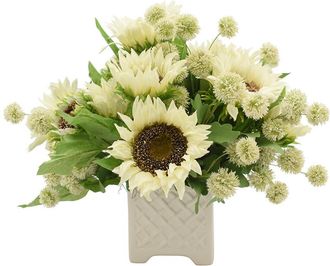Creative Displays Inc. White Sunflower And Pom Poms Floral Arrangement
