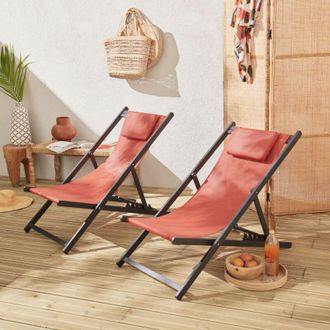 Sweeek Set 2 lettini prendisole in alluminio multiposizione