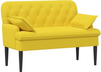 vidaXL Sof&aacute; Amoroso Con Botones Acolchados Amarillo Claro Tela Vidaxl