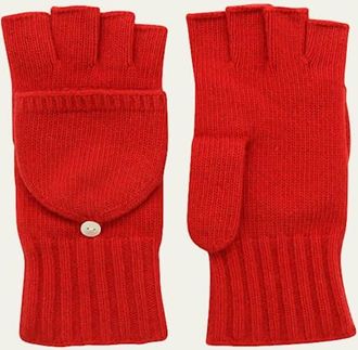 Portolano Jersey-Knit Cashmere Flip-Top Gloves