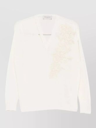 Ermanno Scervino v neck top embroidered detail long sleeves