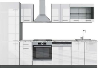 Vicco Mueble De Cocina R-line, Blanco Brillo/antracita, 300 Cm, Et M&aacute;rmol