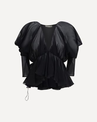 Khaite Tylar Draped V-Neck Top Female 2
