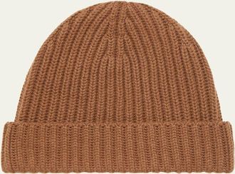 Loro Piana Mens Cashmere Rib Beanie Hat